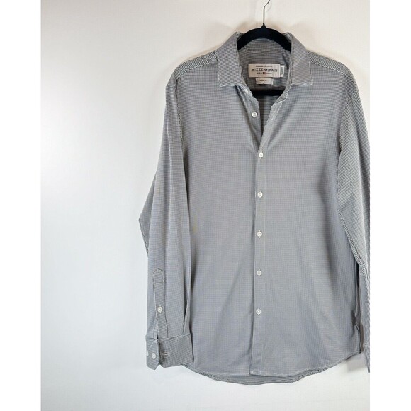 Mizzen Main Mens Button Up Shirt Gray Spinnaker Plaid Long Sleeve USA Medium - Picture 4 of 9